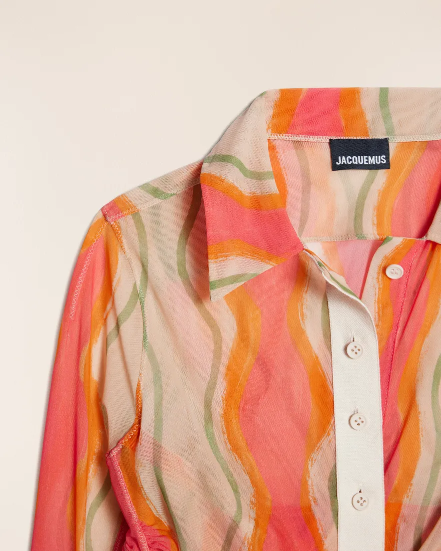 Printed Mesh Long Sleeve Shirt