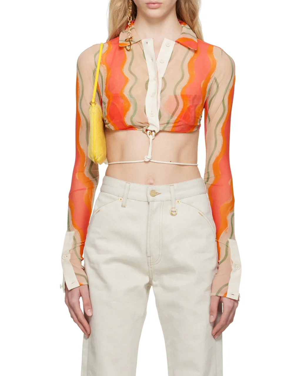 Printed Mesh Long Sleeve Shirt