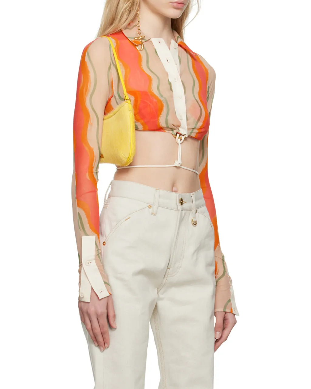 Printed Mesh Long Sleeve Shirt