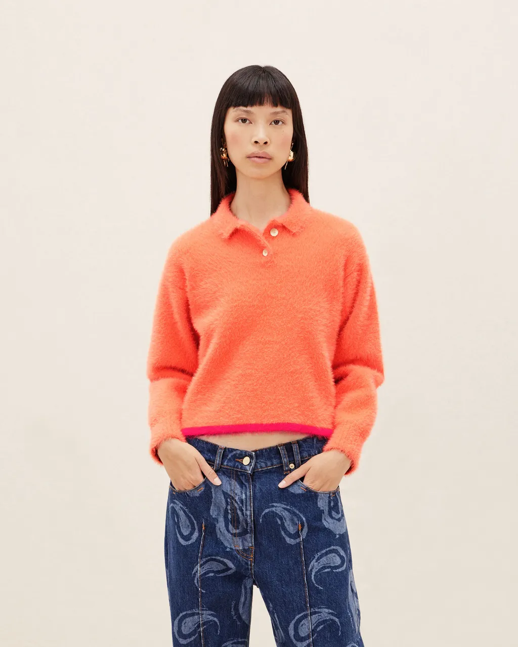 Long-Sleeved Polo Sweater