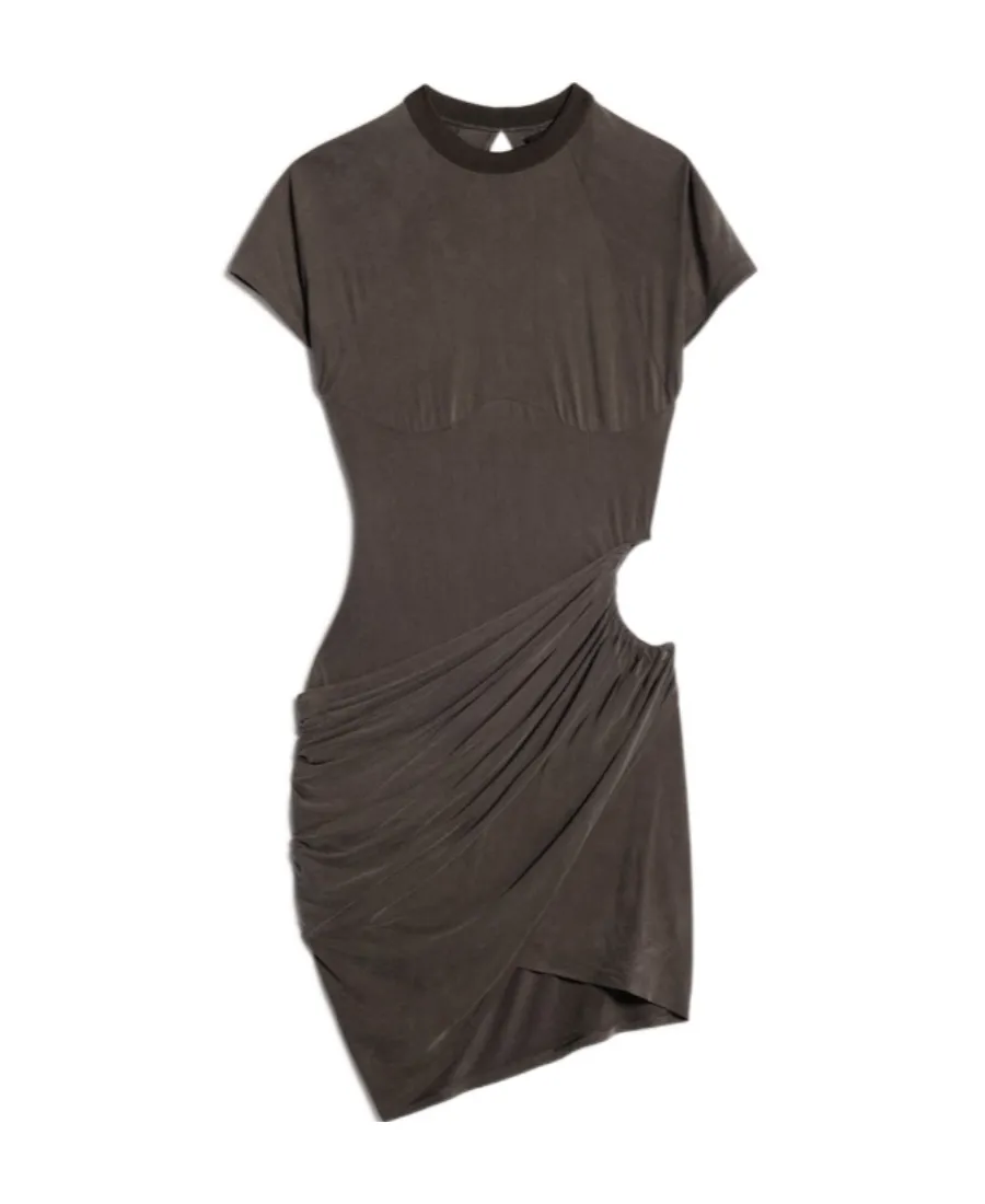 Draped Short-Sleeve Dress