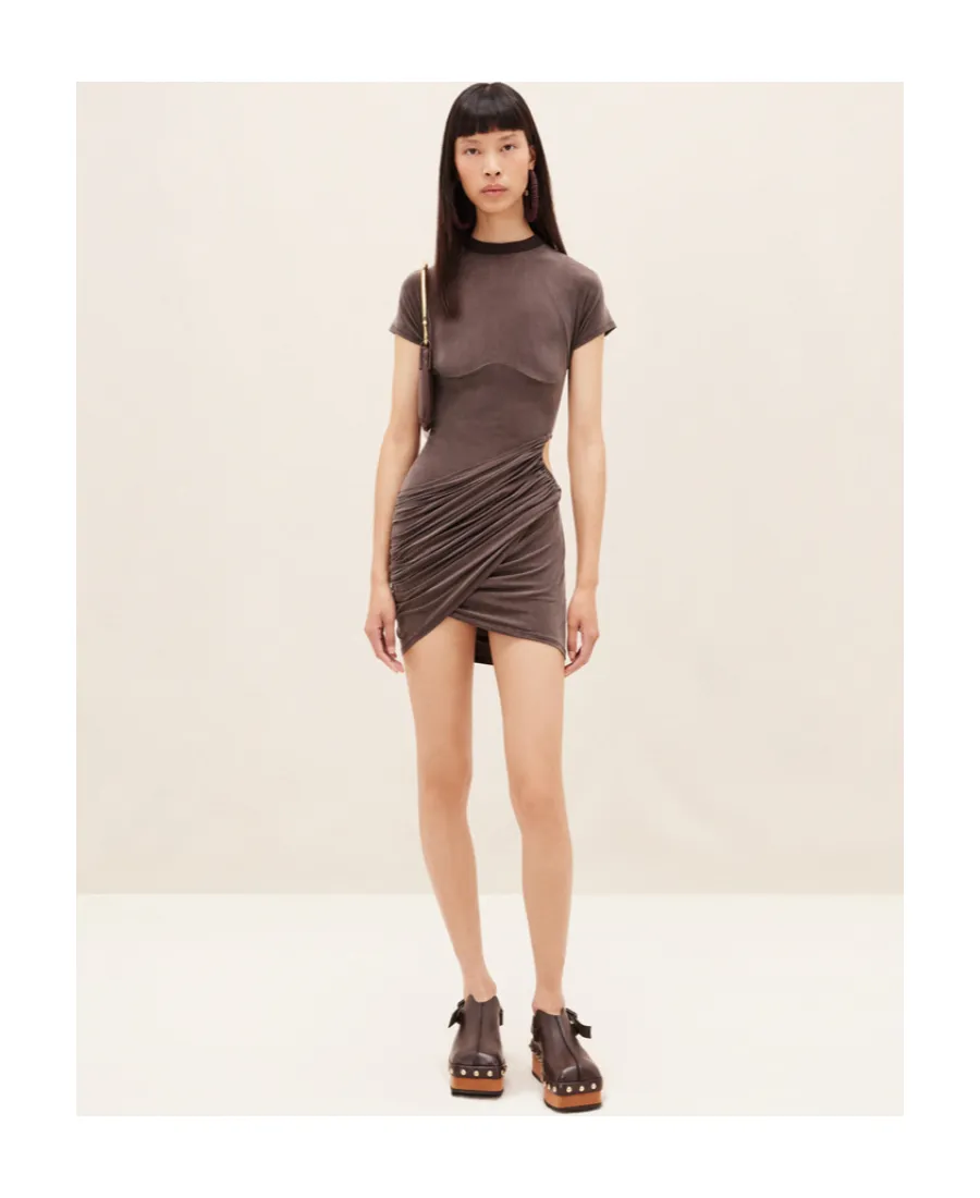 Draped Short-Sleeve Dress