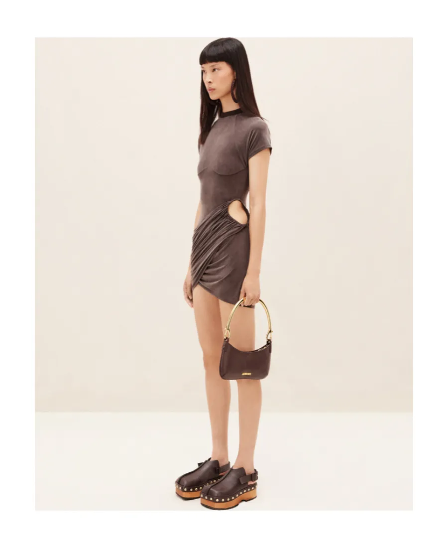 Draped Short-Sleeve Dress