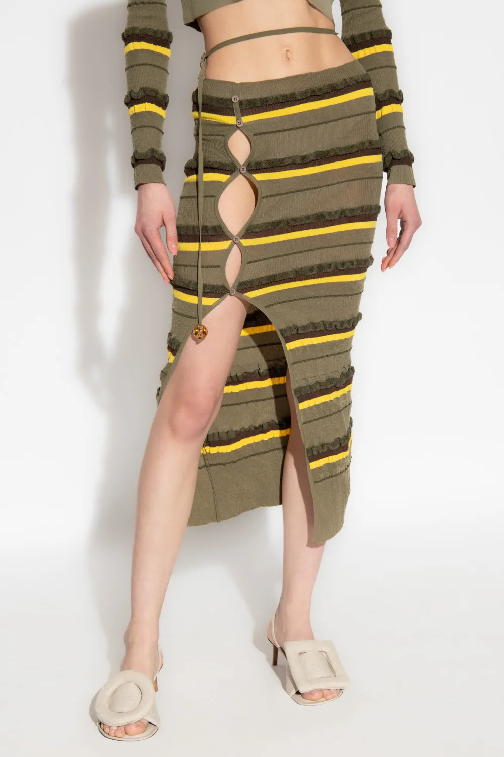 Asymmetric Striped Skirt