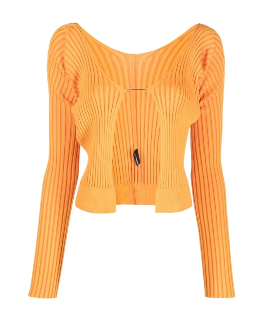 Logo-Plaque Ribbed-Knit Cardigan