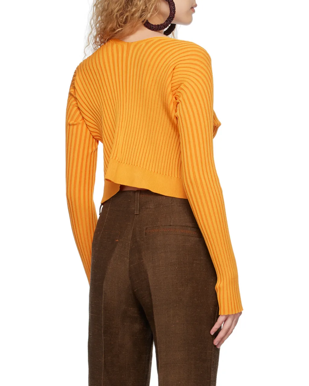 Logo-Plaque Ribbed-Knit Cardigan