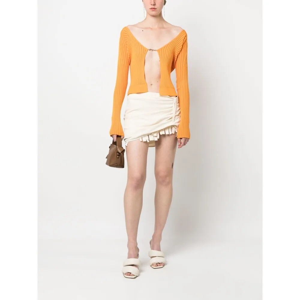 Logo-Plaque Ribbed-Knit Cardigan