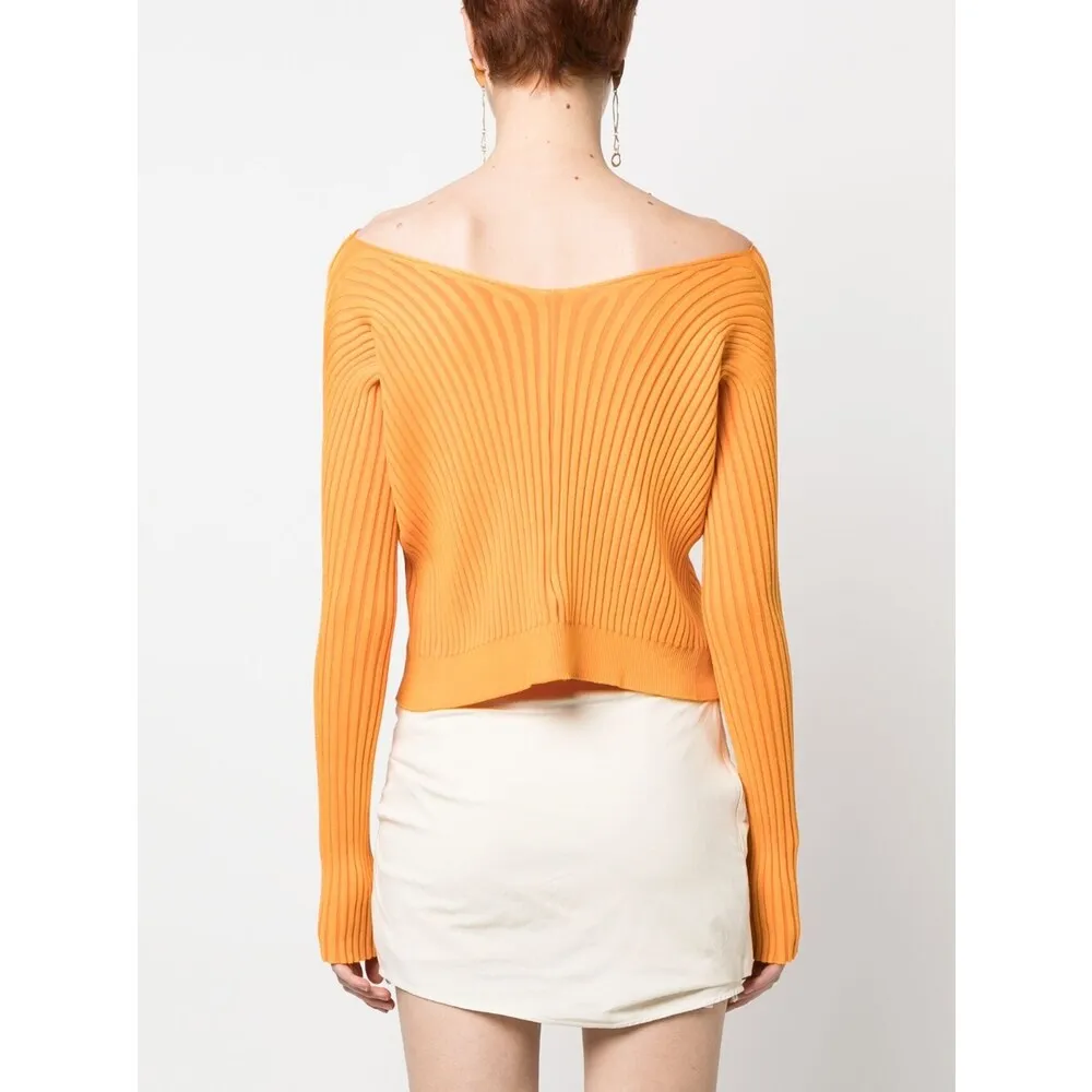 Logo-Plaque Ribbed-Knit Cardigan