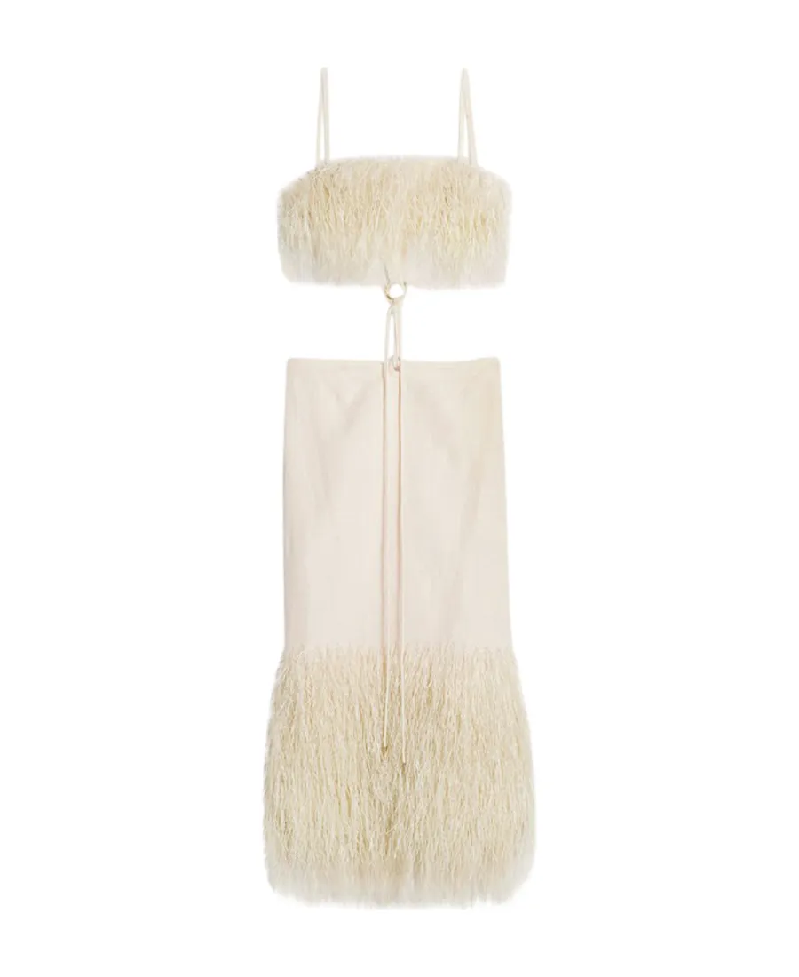 La Robe Raphia Cut-Out Open Back Midi Dress