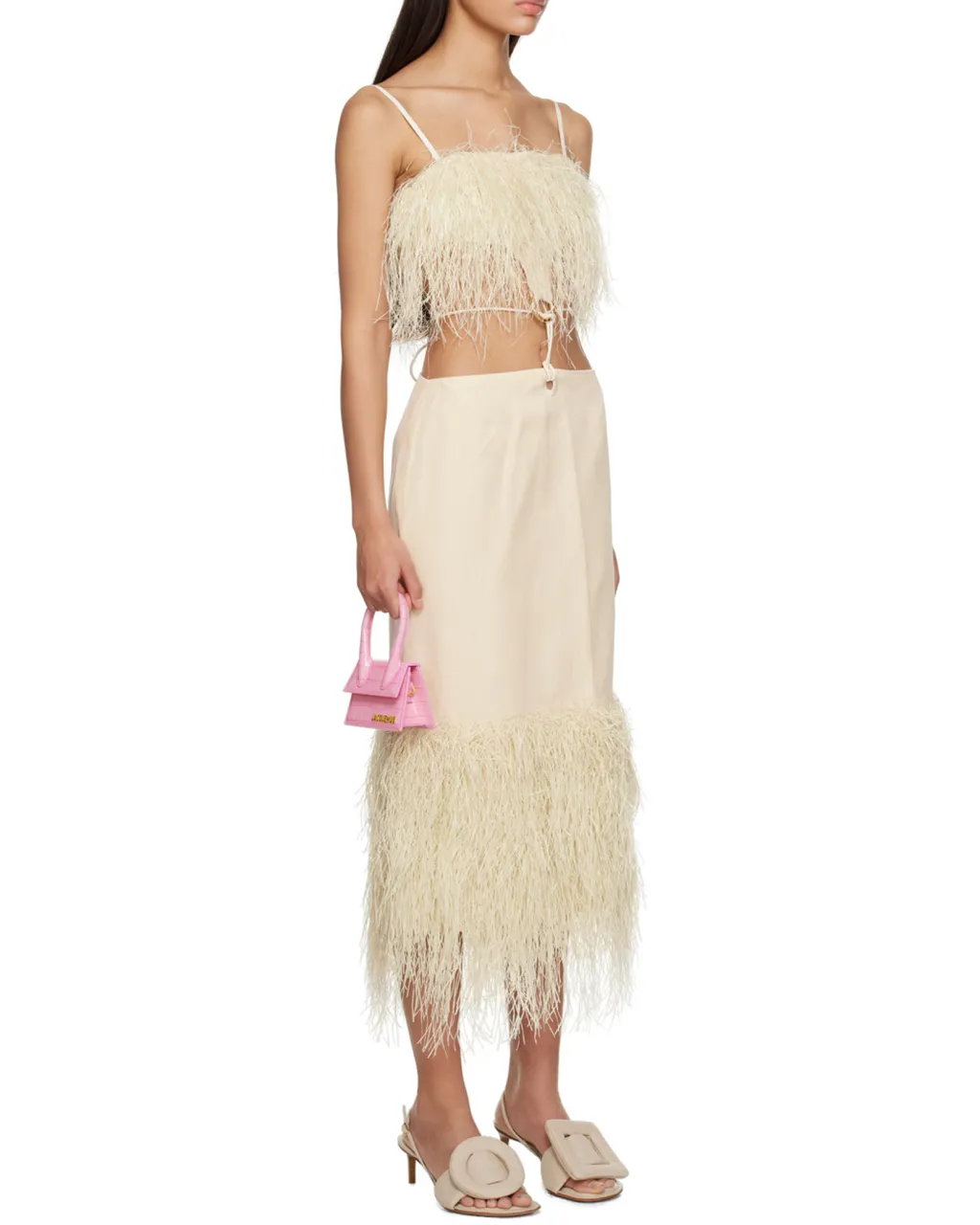 La Robe Raphia Cut-Out Open Back Midi Dress