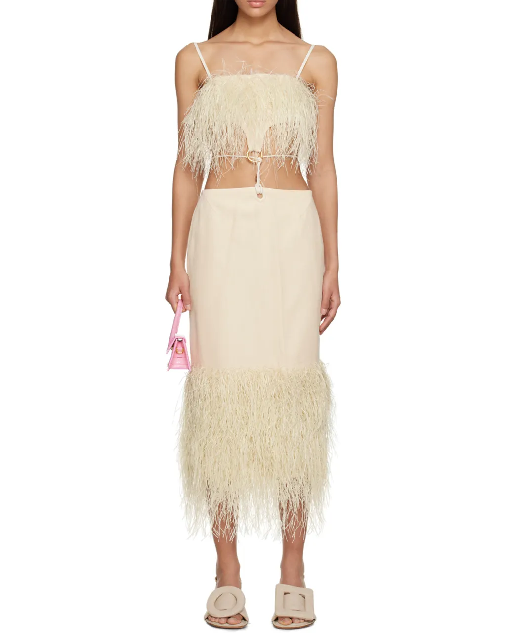 La Robe Raphia Cut-Out Open Back Midi Dress