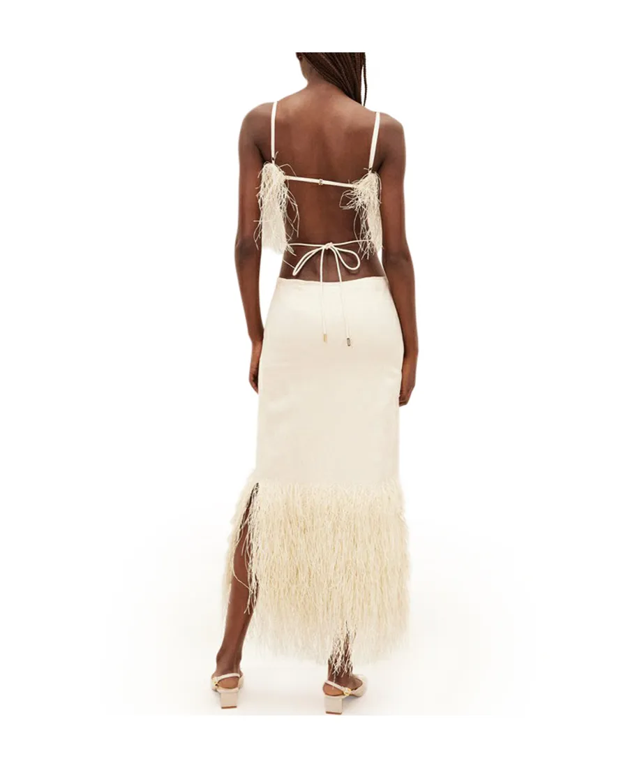 La Robe Raphia Cut-Out Open Back Midi Dress