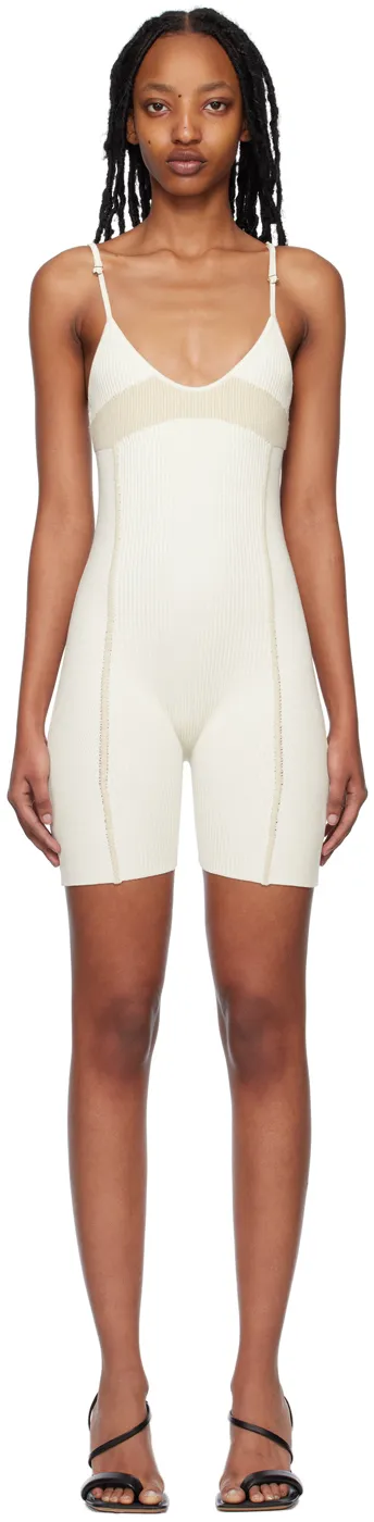 Rib-Knit Panelled Playsuit