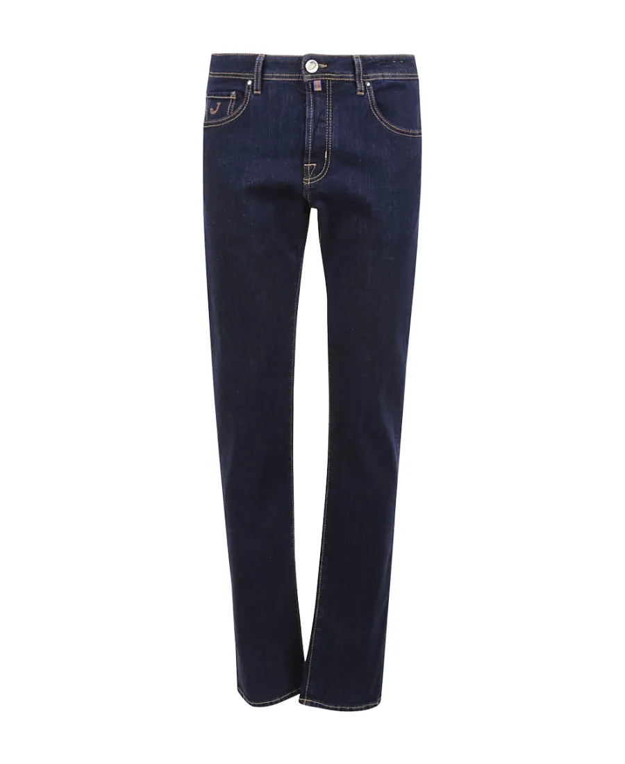 Button Zipper Denim Trousers