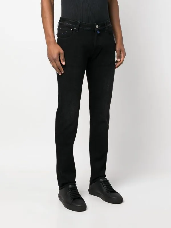 Logo Embroidered Low-Rise Jeans
