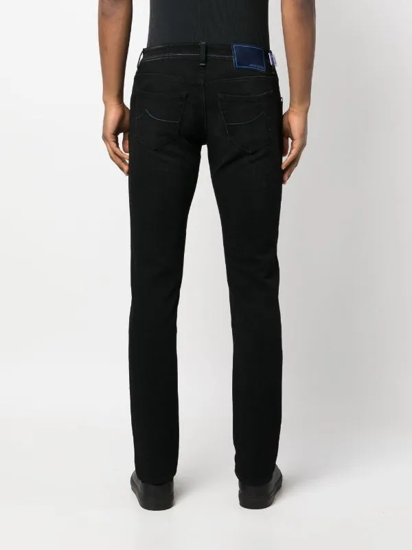 Logo Embroidered Low-Rise Jeans