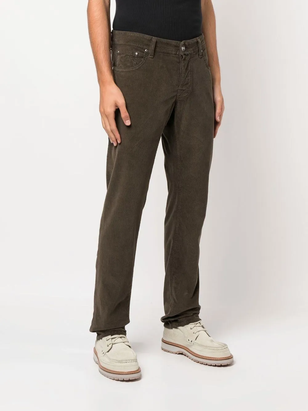 Logo Patch Low-Rise Corduroy Trousers