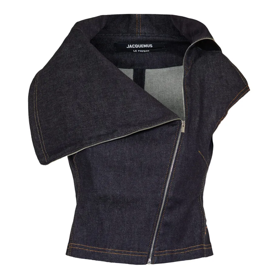 High Collar Denim Vest