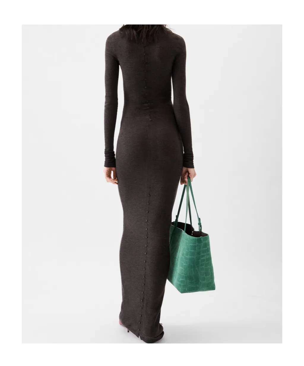 Collared Long-Sleeve Knit Dress