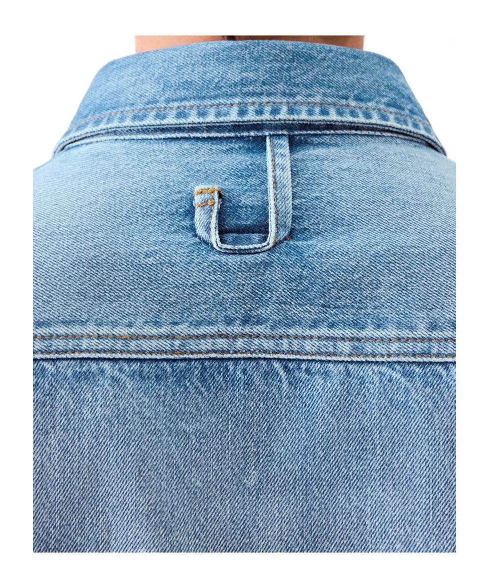 Logo Embroidered Button-Up Denim Shirt