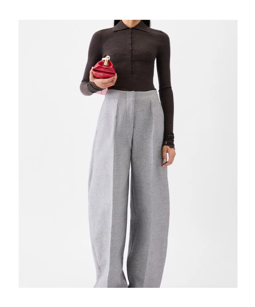 Collared Long-Sleeve Knit Top
