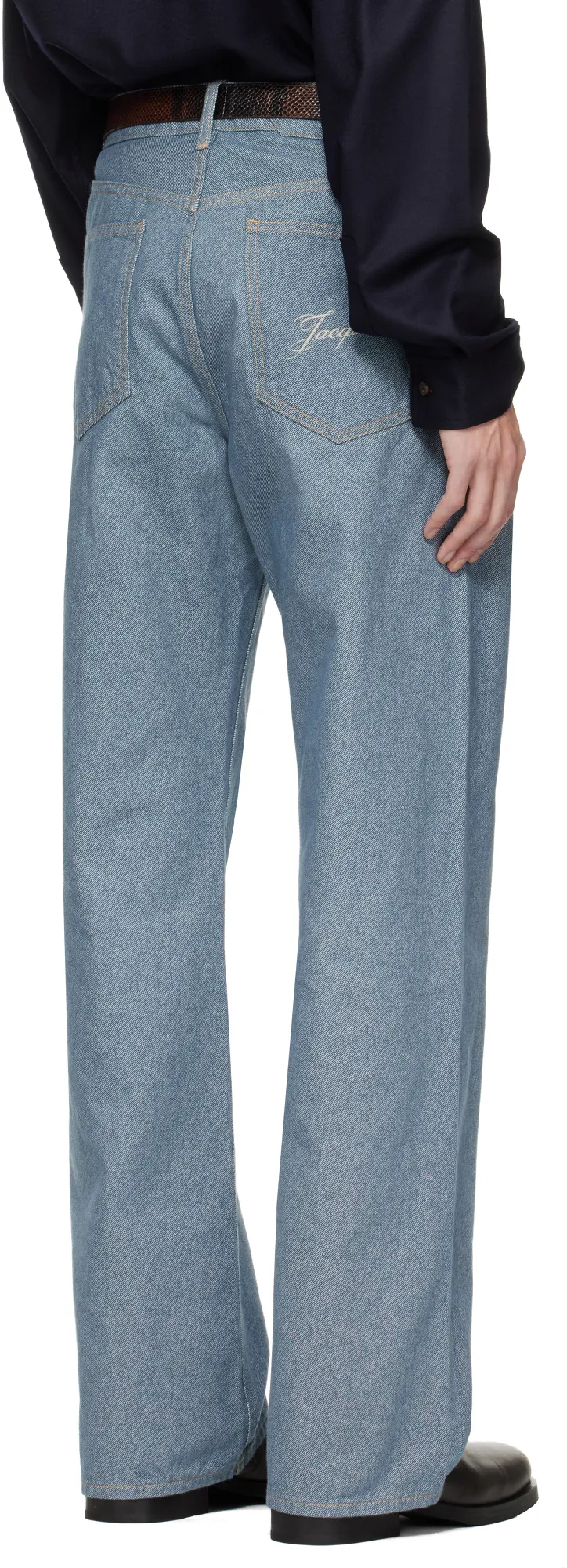 Logo Embroidered Straight-Leg Jeans