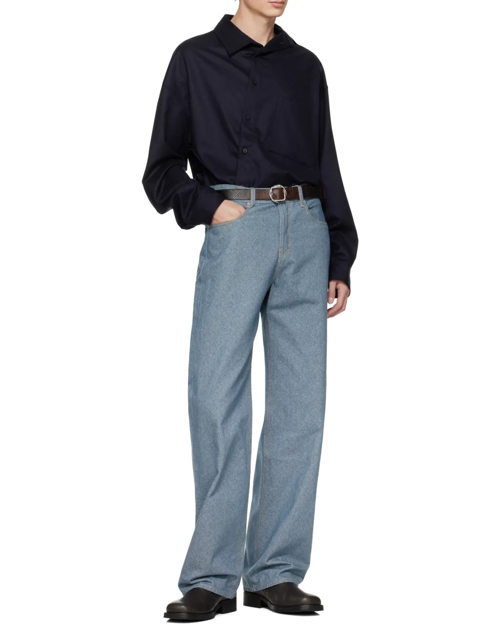 Logo Embroidered Straight-Leg Jeans