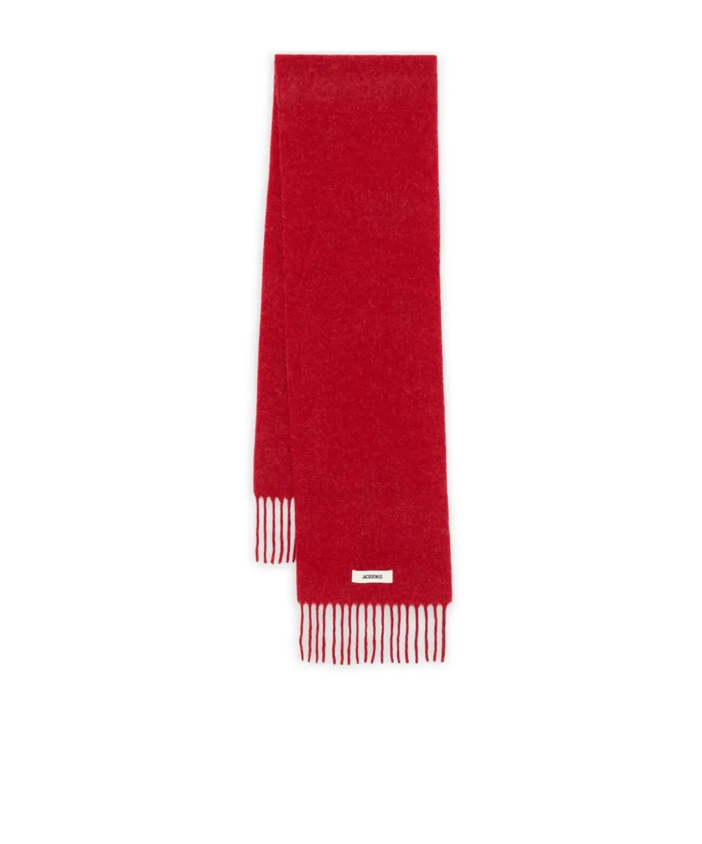 Logo Patch Fringed Scarf
