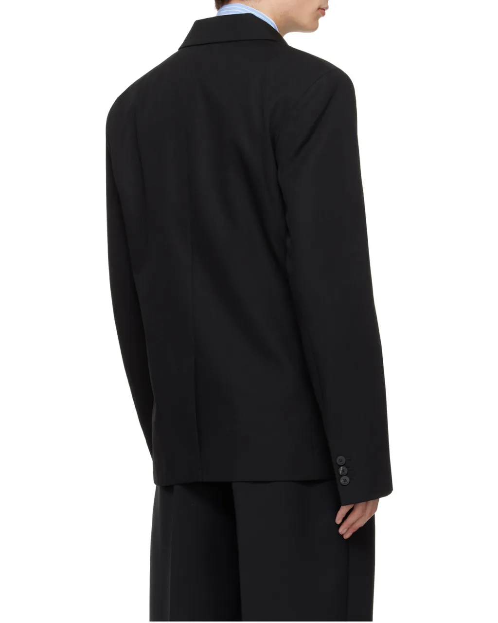 Buttoned Collarless Blazer
