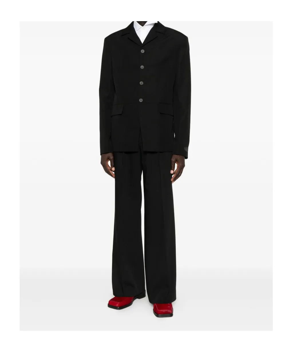 Buttoned Collarless Blazer