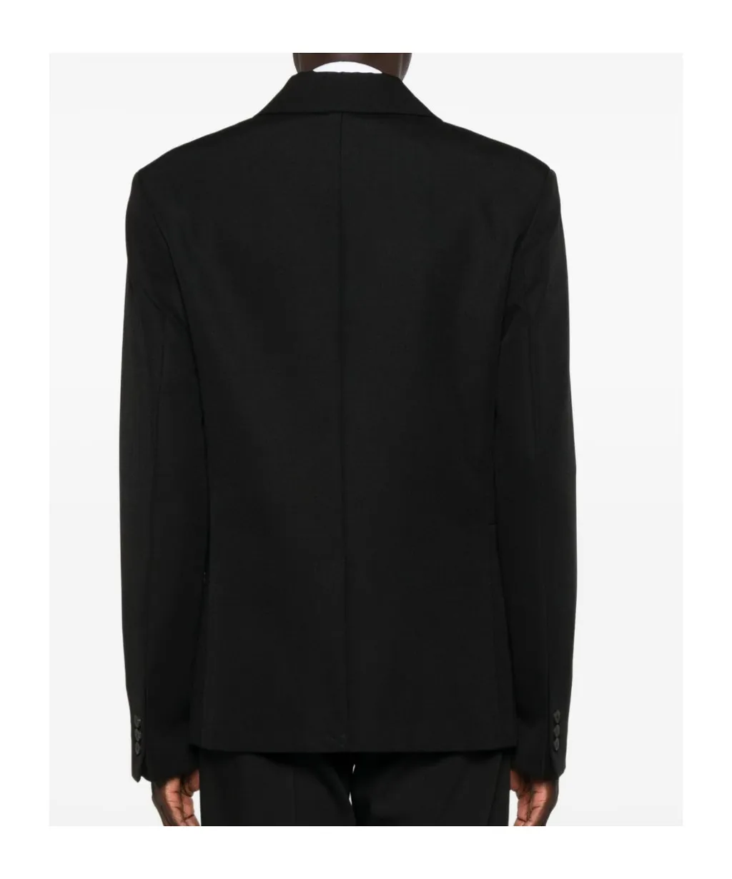 Buttoned Collarless Blazer
