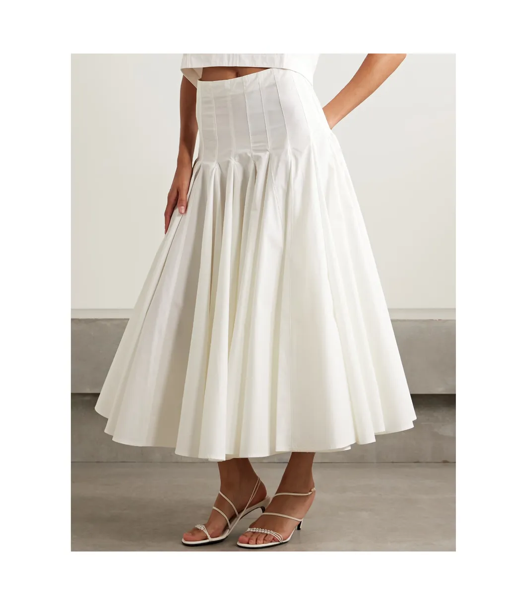 High Waisted Pleated Midi Skirt