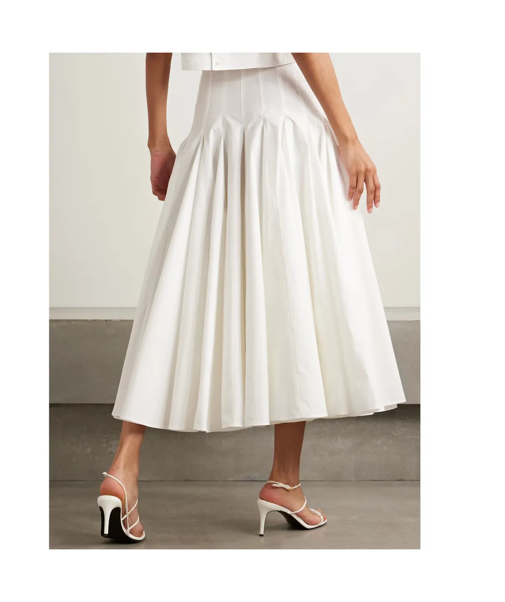 High Waisted Pleated Midi Skirt