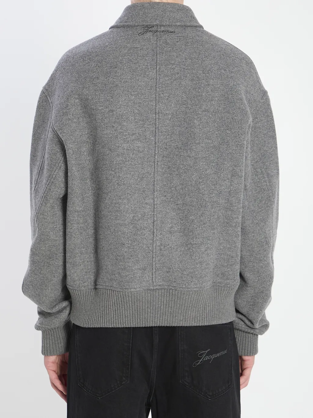 Logo Embroidered Ribbed Hem Jacket