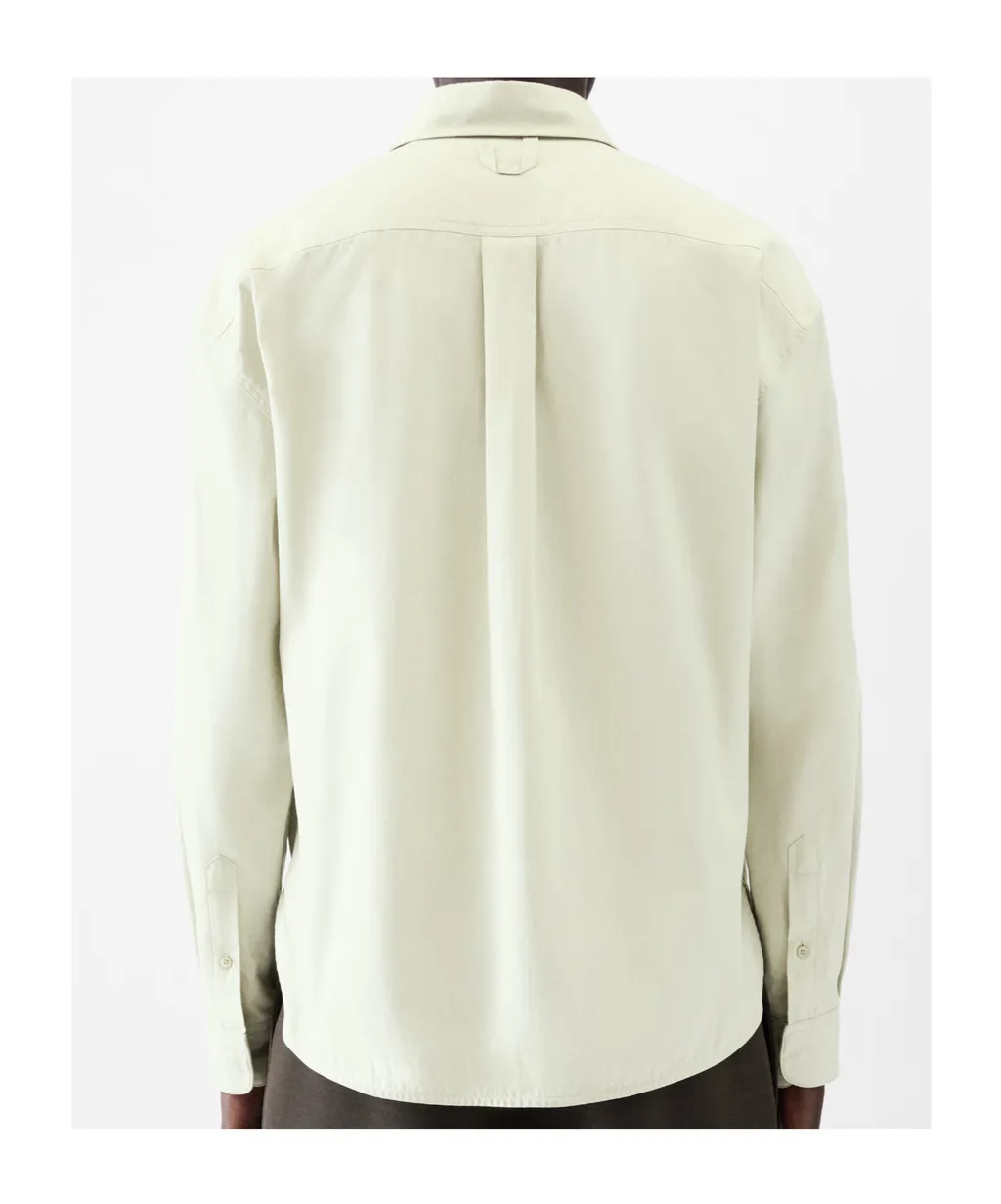 Long-Sleeved Curved Hem Shirt