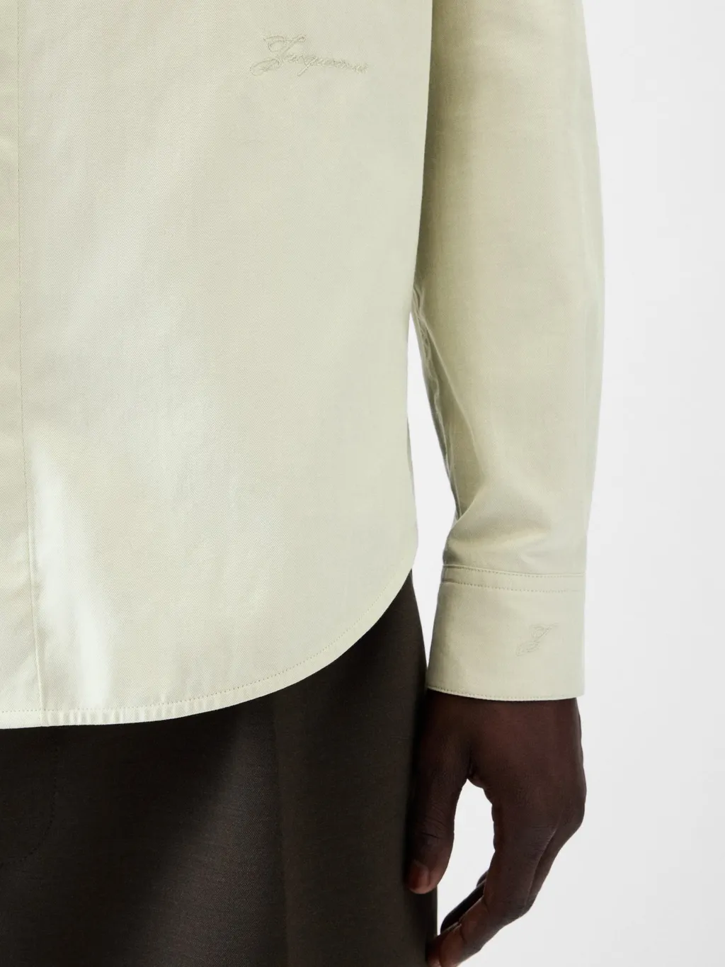 Long-Sleeved Curved Hem Shirt