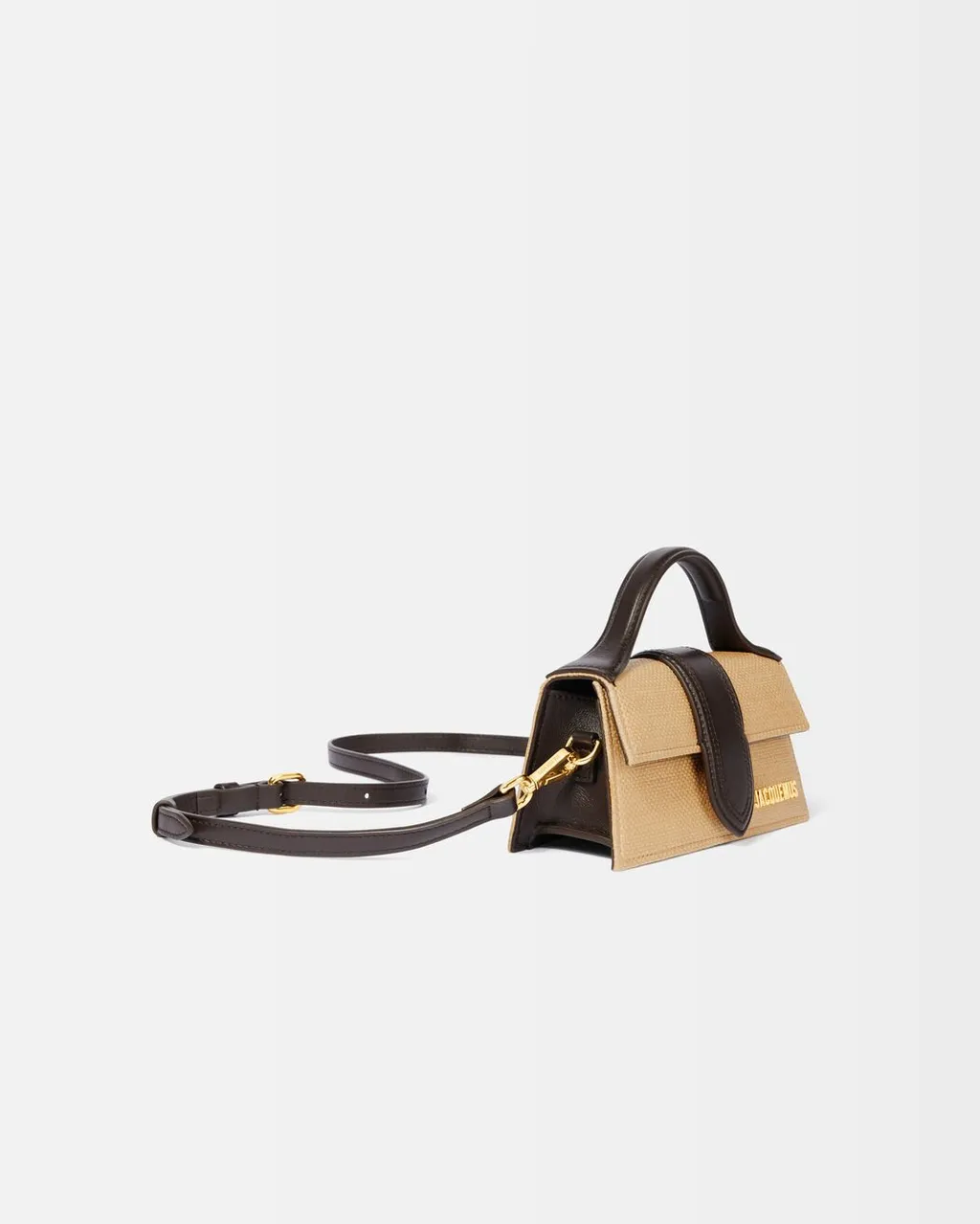 Logo Plaque Woven Top Handle Bag