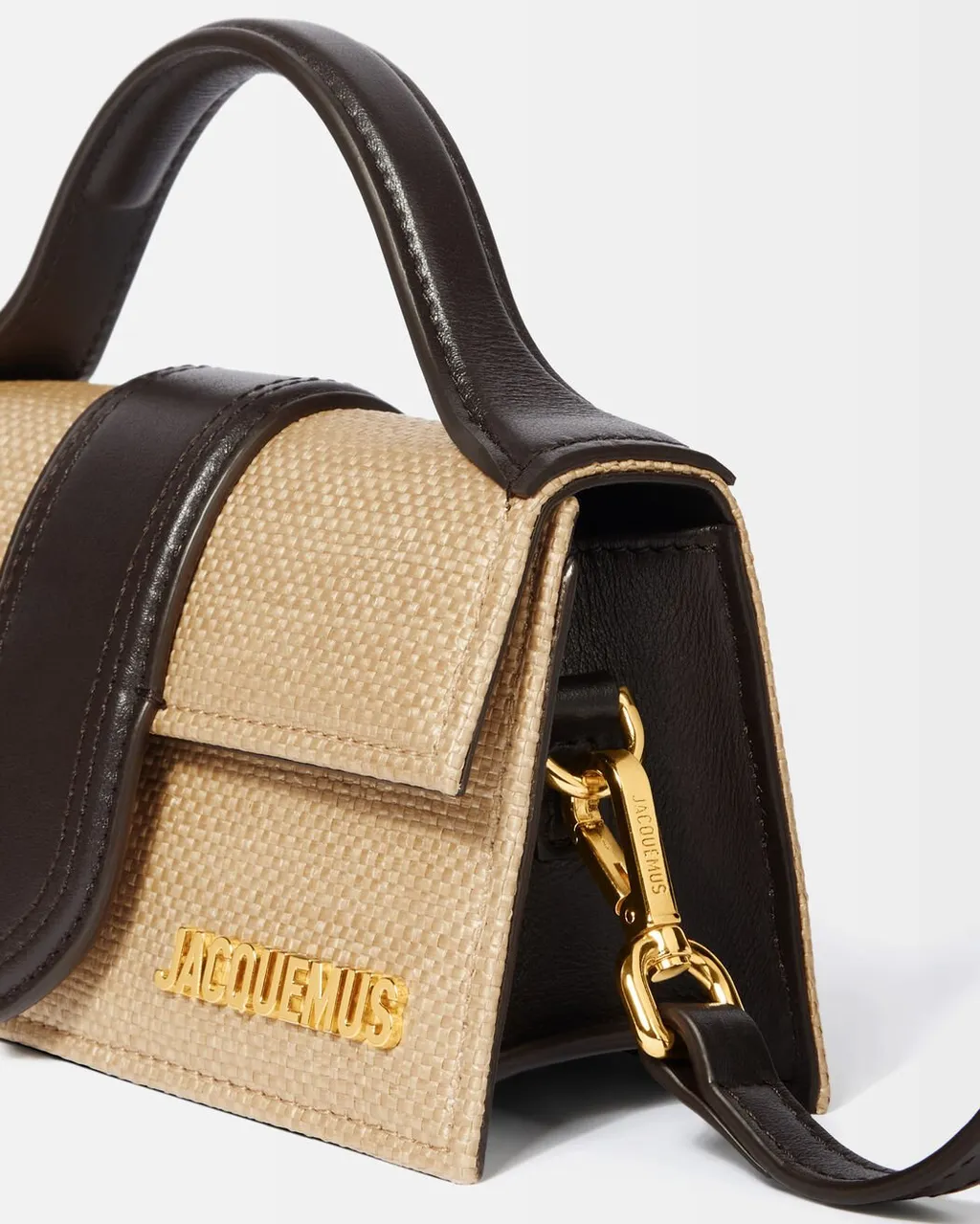 Logo Plaque Woven Top Handle Bag