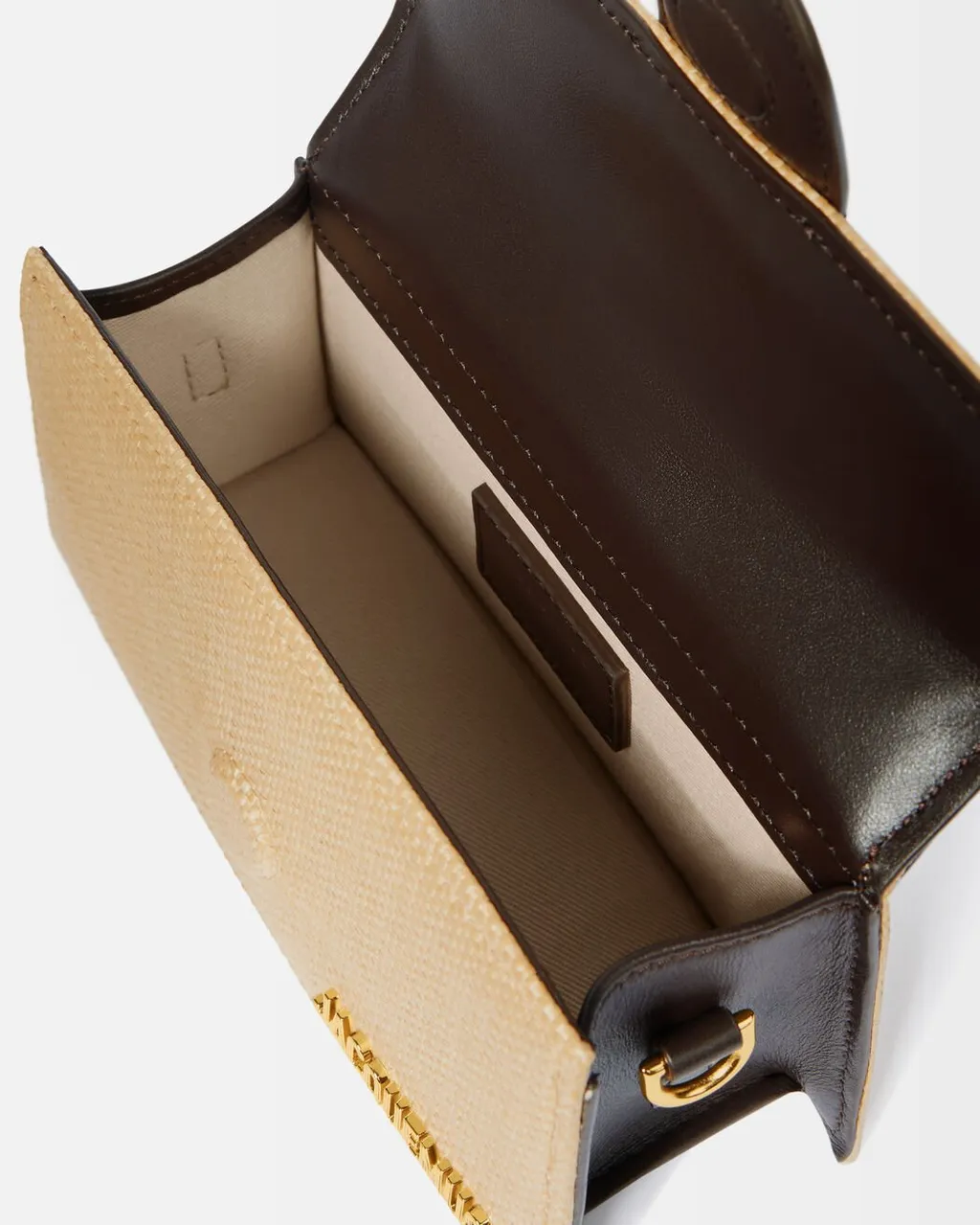Logo Plaque Woven Top Handle Bag