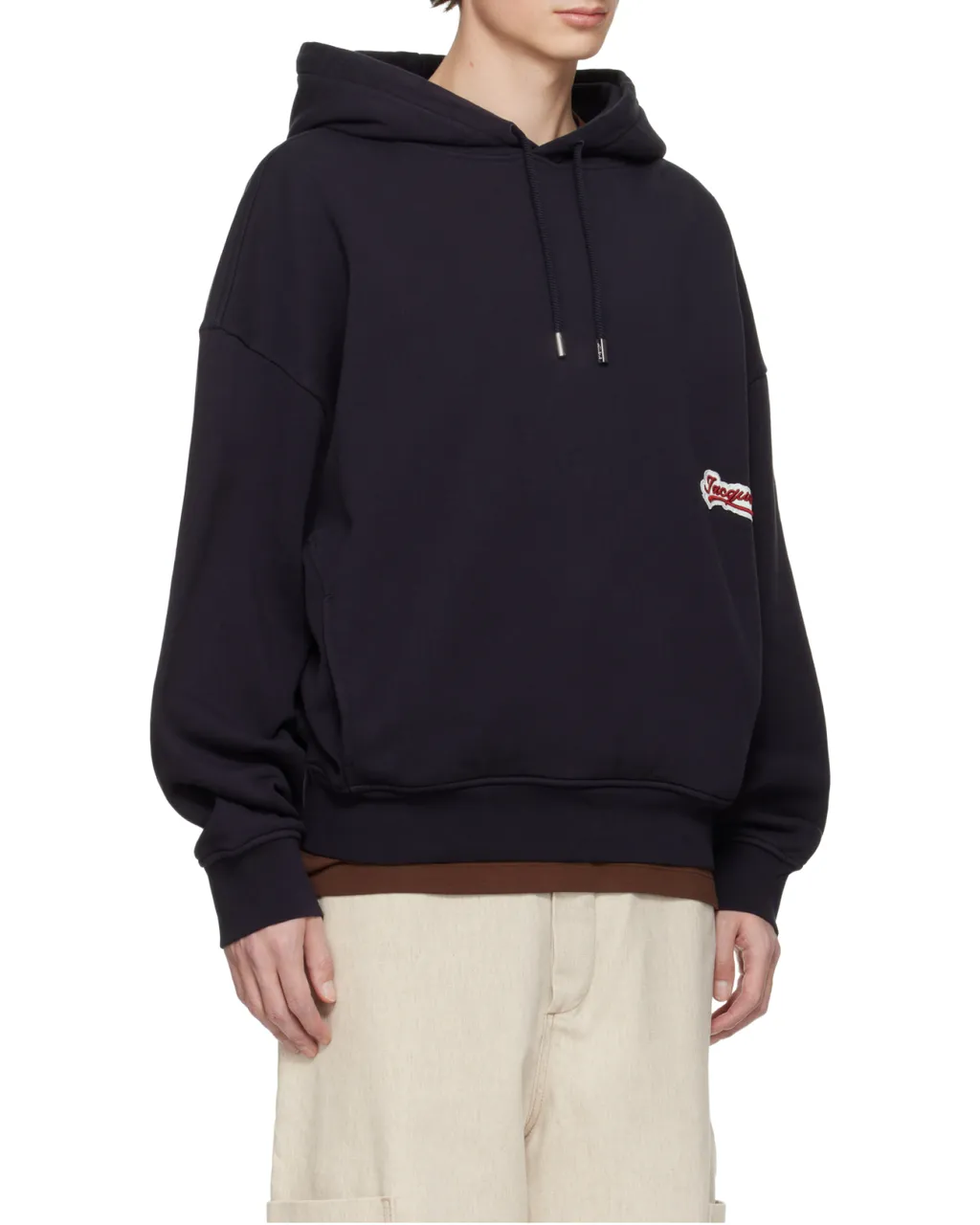 Logo Patch Drawstring Hoodie
