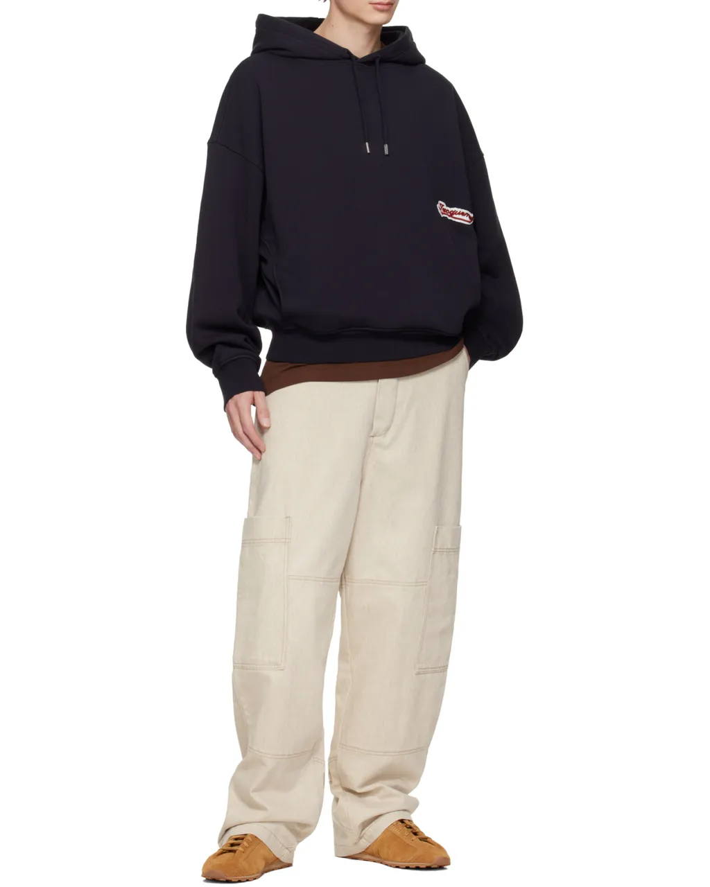 Logo Patch Drawstring Hoodie
