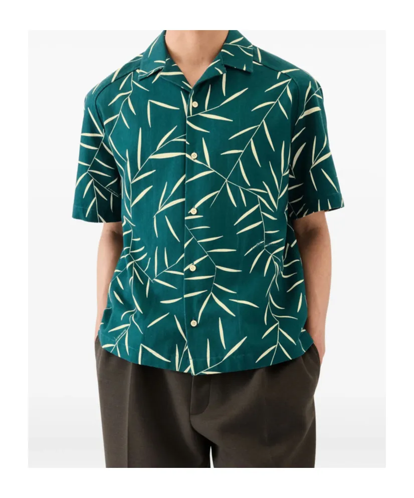 Leaf Printed Short-Sleeved Shirt