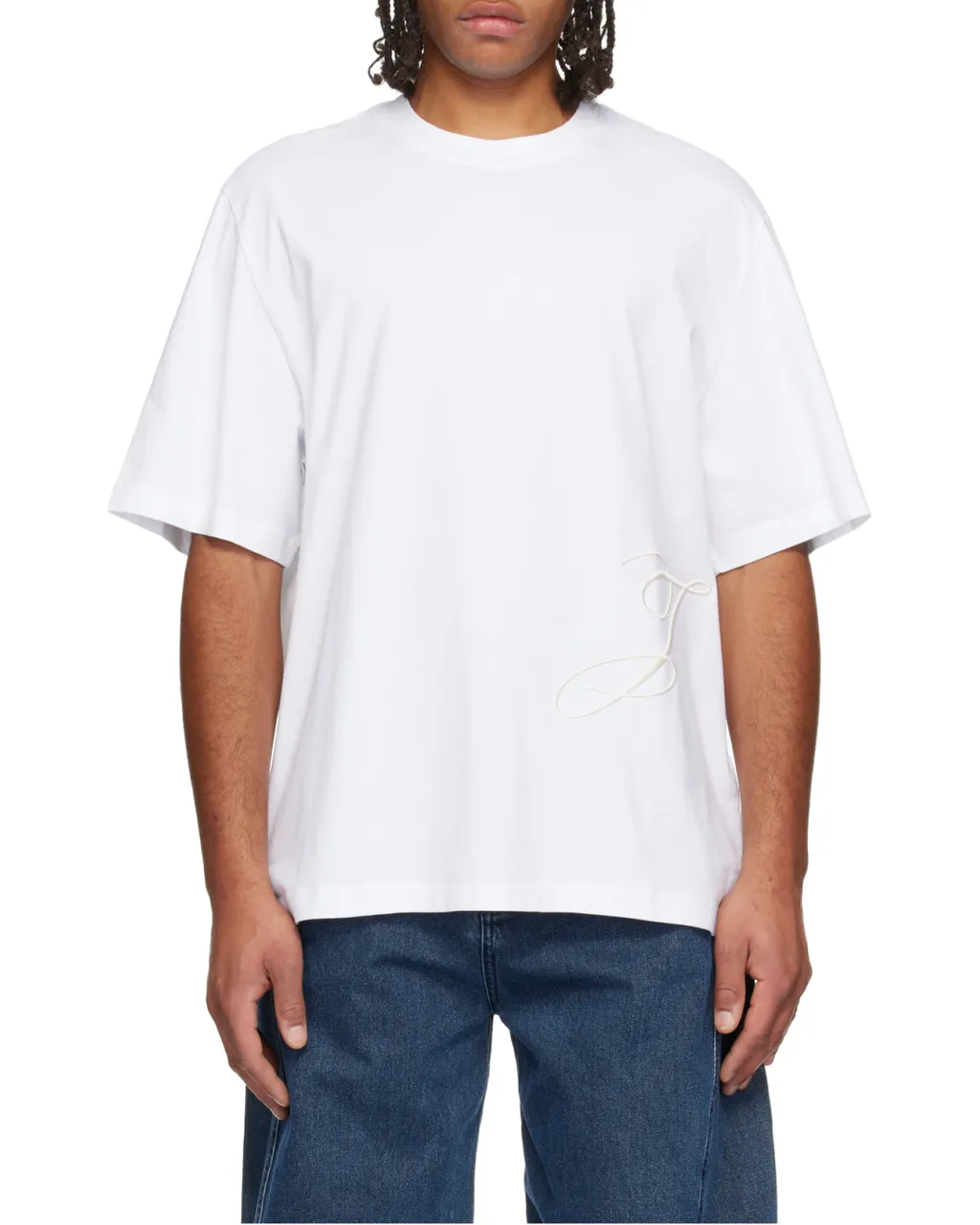 Logo Embroidered Straight Hem T-Shirt