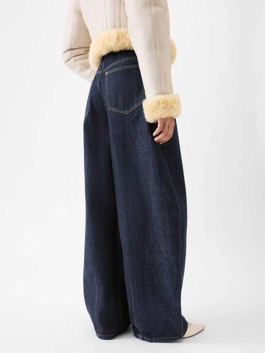 High-Waisted Curved Leg Jeans