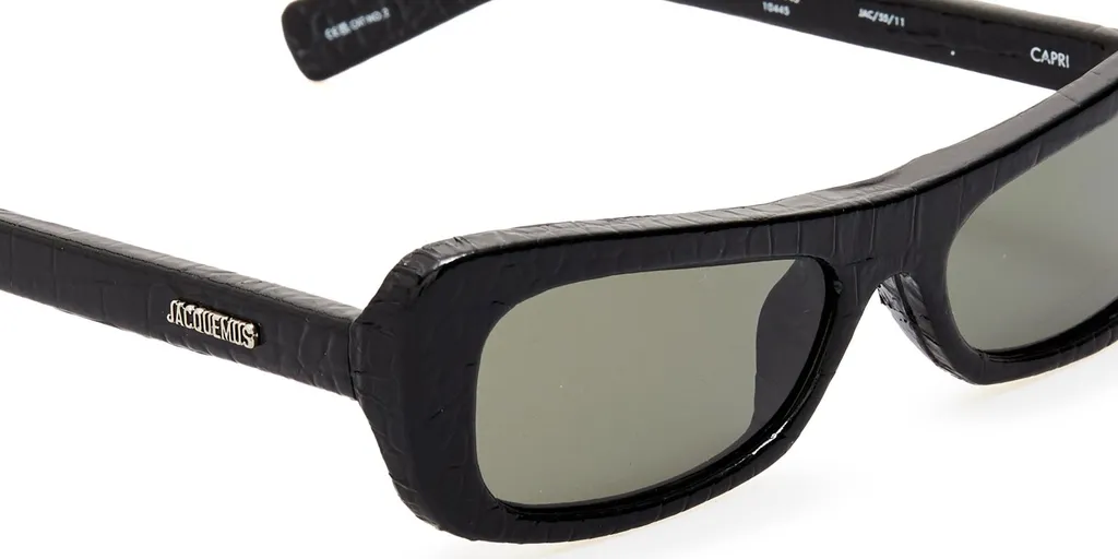 Capri Crocodile-Effect Rectangular Sunglasses