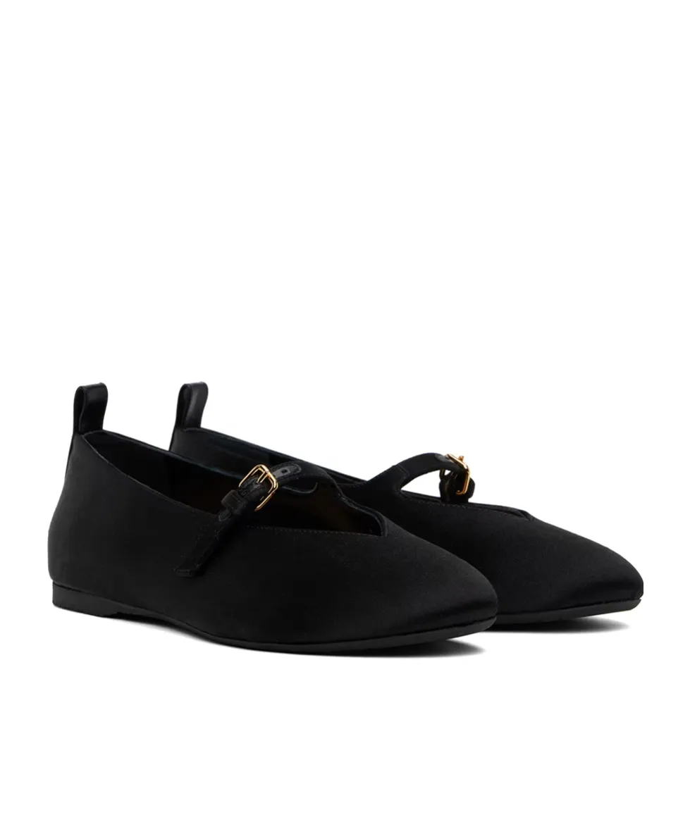 Pin-Button Belted Ballet Shoes