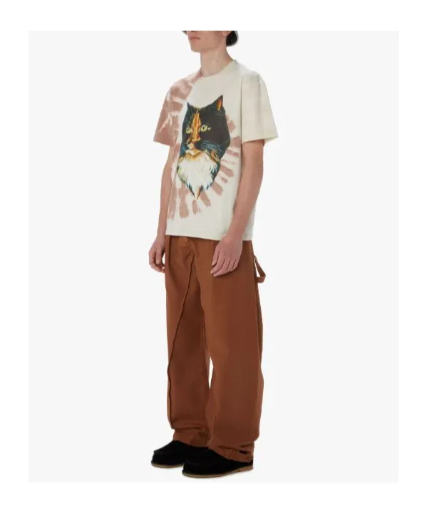 Cat-Printed Tie-Dye T-Shirt