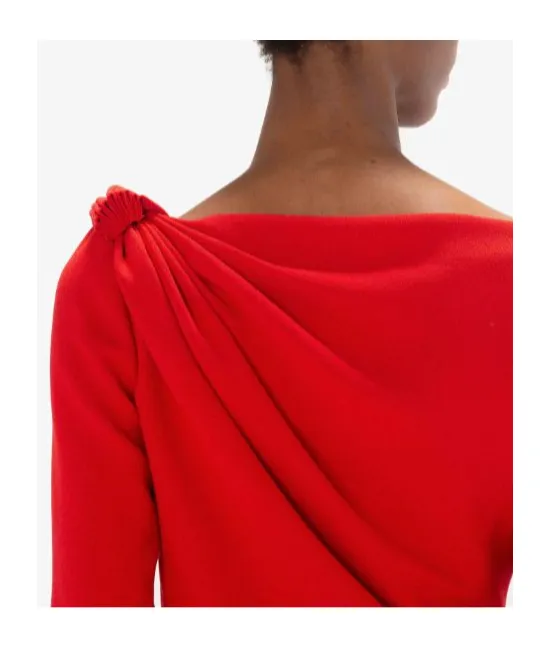 V-Neck Ruched Midi Dress