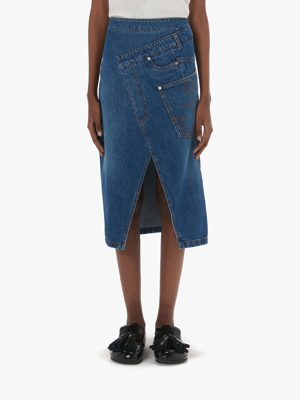 Logo Patch Twisted Midi Skirt