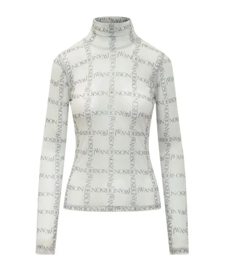 Logo Printed Semi-Sheer Top